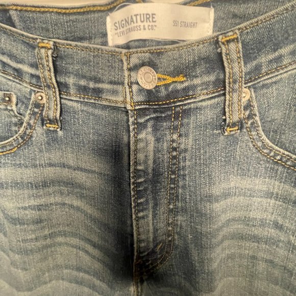 Signature Levi Strauss & Co S51 Straight Blue Denim Men Jeans size 33 - Picture 3 of 4